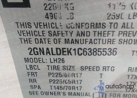 2012 Chevrolet Equinox 1Lt z USA, uszkodzony, nr VIN 2GNALDEK1C6385536